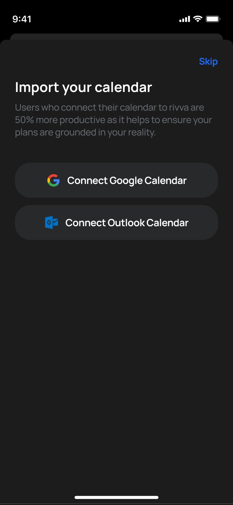 The new onboarding: import your calendar, say what is on your plate, Nia picks up the tasks, and your plan is ready
